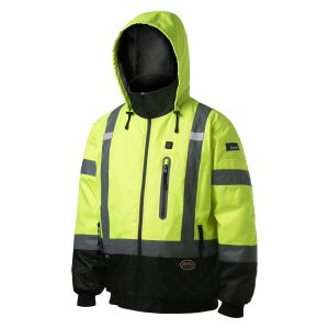 Pioneer High Visibility Waterproof Heated Safety Bomber Jacket Yellow XL