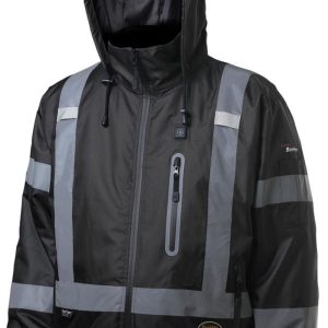 Pioneer High Visibility Waterproof Heated Safety Bomber Jacket Black XL