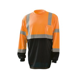 Occunomix Hi-Vis Orange Black Bottom Wicking Birdseye Shirt Long Sleeve XL