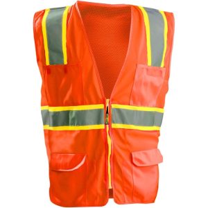 Occunomix Surveyor Safety Vest Orange High Visibility Classic Mesh Small