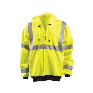 Occunomix Hi-Vis Yellow 9oz Class 3 Full Zip Hoodie Sweatshirt Medium