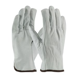 Protective Industrial Products Drivers Gloves White Economy Top Grain Cowhide Leather Small