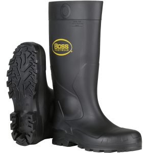Protective Industrial Products Boss Footwear 16 Black PVC Steel Toe Boot Size 8