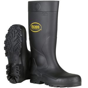 Protective Industrial Products Boss Footwear 16 Black PVC Plain Toe Boot Size 8