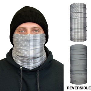 John Boy Thermal Face Guard Reversible White USA Flag and Grey Pattern