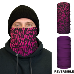 John Boy Thermal Face Guard Reversible Geometric and Pink Pattern