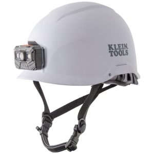 Klein Tools Safety Helmet Non-Vented-Class E with Rechargeable Headlamp White
