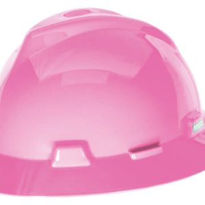 MSA Safety Works V Gard Slotted Full Brim Hard Hat Hot Pink with Fas Trac III Suspension