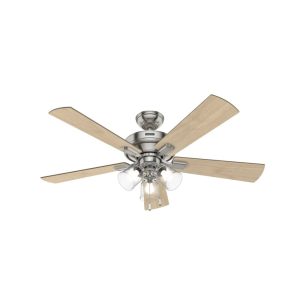 Hunter Fan Crestfield Ceiling Fan 52 Nickel Bleached Grey Pine