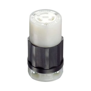 Leviton Grounded Locking Connector 20A 125V Nylon Black & White