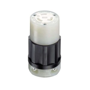 Leviton Grounded Locking Connector 20A 250V Nylon Black & White